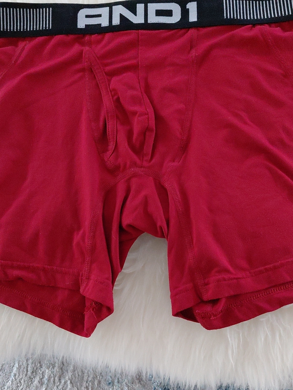 AND1 Men's Crimson Boxer Briefs with Black Waistband